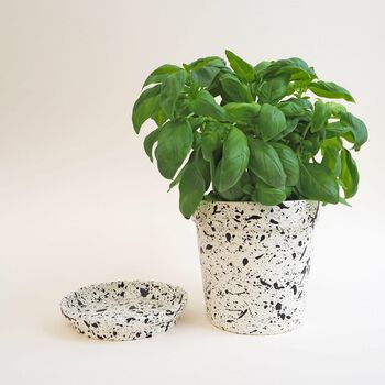 Medium Splatter Ceramic Plant Pot And Dish, 2 of 7