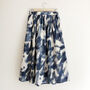 Navy Printed Cotton Midi Skirt, thumbnail 4 of 7