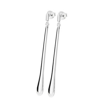 925 Sterling Silver Long Drop Stud Earrings, 2 of 3
