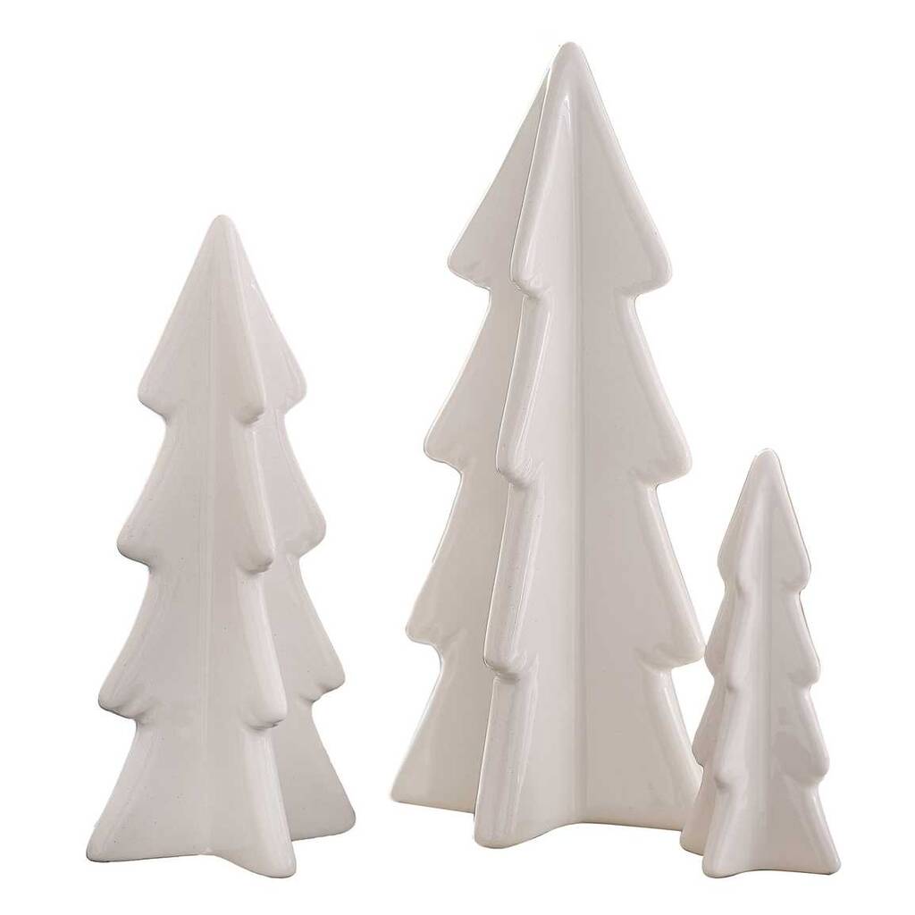 White Ceramic Christmas Trees Set Of Three By The Table Stylist 4645