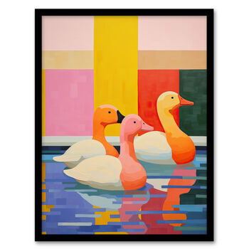 Chameleon Ducks Multicoloured Ducks Swim Wall Art Print, 5 of 6