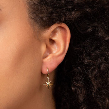 9ct Gold Starburst Earrings, 2 of 5