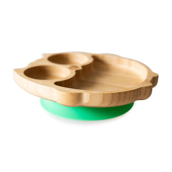 Bamboo Owl Plate With Suction Green, 3 of 4