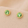 7mm Gold Plated Sterling Silver Peridot Cz Stud Earrings, thumbnail 3 of 7