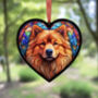 Chow Chow Stained Glass Effect Heart Suncatcher, thumbnail 4 of 6