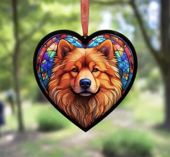 Chow Chow Stained Glass Effect Heart Suncatcher, 4 of 6