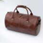 Personalised Barrel Style Brown Leather Holdall Unisex, thumbnail 3 of 12