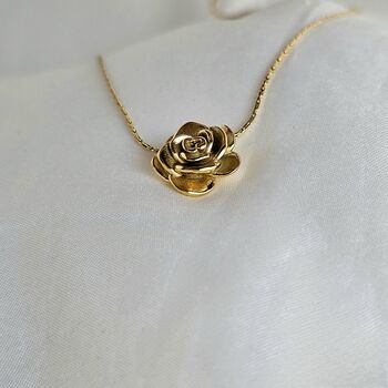 Rose Floral Dainty Chain Tarnishfree Pendant Necklace, 4 of 7