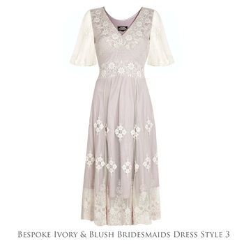 Bespoke Lace Bridesmaids Dresses In Ivory And Blush, 4 of 5