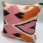 Square Ikat Silk Cushion Pink Heart, thumbnail 2 of 12