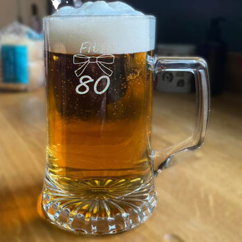 80th Birthday Bow Tie Tankard Glass, 2 of 5