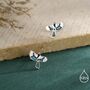 Magpie Bird Stud Earrings In Sterling Silver With Enamel Glaze, thumbnail 3 of 12
