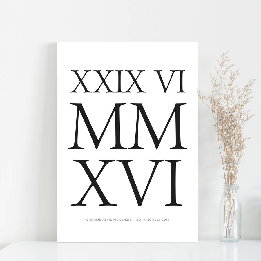 worksheet Roman Numerials roman numerals personalised print by paperpaper print