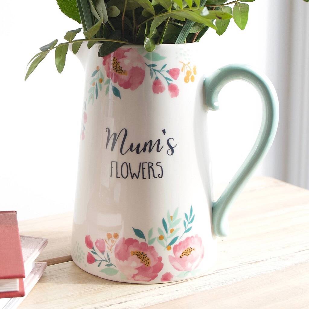 'mum's flowers' jug by lisa angel
