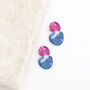 Hammered Textured Pink And Blue Double Disc Earrings, thumbnail 2 of 3