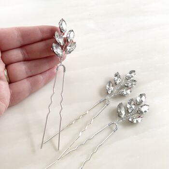 Aria Silver Crystal Hair Pins, 2 of 4