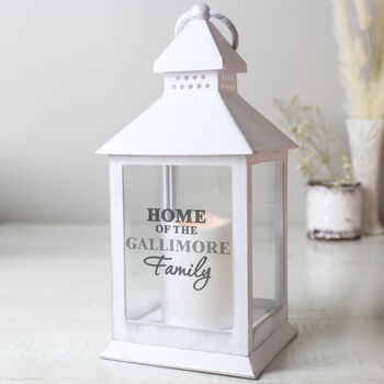 Personalised New Home Family White Lantern, 3 of 4