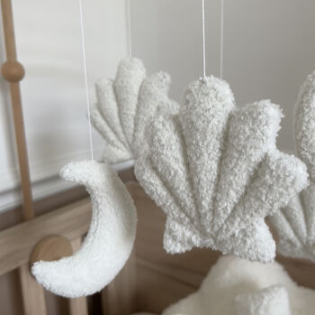 Micro Boucle Seashell And Moon Mobile Nursery Decor, 2 of 2