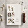 Cottage Garden Numbers Save The Date Cards And Envelopes, thumbnail 3 of 7