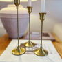 Brushed Gold Candlestick Holders – Set Of Three, thumbnail 2 of 4