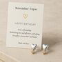 Birthday Birthstone Sterling Silver Heart Stud Earrings, thumbnail 1 of 9