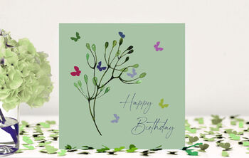 Four Butterfly Birthday Cards On Different Backgrounds, 2 of 12