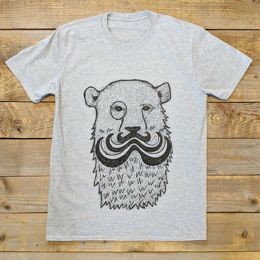 Moustache Bear Men's Organic T Shirt, 1 of 5
