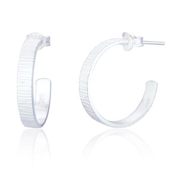 Hanna Sterling Silver Brushed Hoop Earrings, 2 of 2