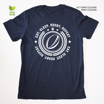 Eat, Sleep, Rugby Repeat, Organic T Shirt, 2 of 11