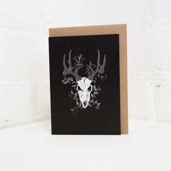 Reindeer Skull With Holly Gothic Christmas Card, 2 of 2