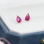 Sterling Silver Ruby Pink Droplet Stud Earrings, thumbnail 7 of 12