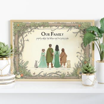 Personalised Fantasy Forest Family Portrait Print Gift, 3 of 12