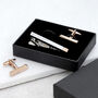 Personalised Silver And Rose Gold Plated Tie Pin And Cufflink Set, thumbnail 11 of 12
