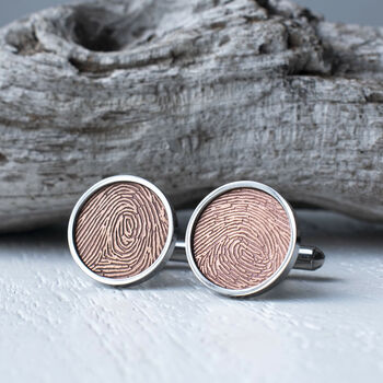Copper And Steel Fingerprint Cufflinks, 4 of 8