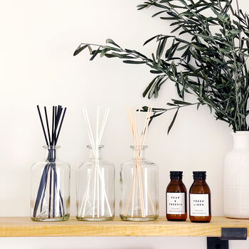 Large Clear Glass Diffuser Bottle And Reeds, 2 of 9