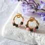 Tourmaline Beaded Gold Plated Silver Circle Earrings, thumbnail 2 of 9