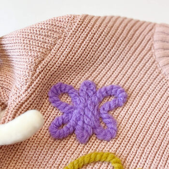Personalised Kids Name Sweater Hand Felted Butterfly And Flower Jumper, 3 of 5