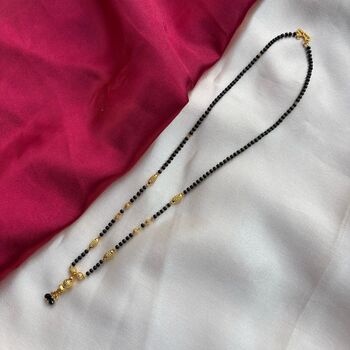 Gold Black Beaded Indian Asian Nazar Mangalsutra Necklace, 3 of 8