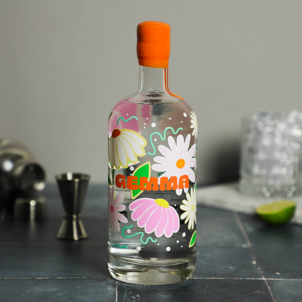 Personalised Retro Floral 75cl Gin/Vodka Bottle, 1 of 7