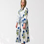 White And Blue Flower Print Cotton Dressing Gown Kimono, thumbnail 6 of 9