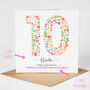 Floral Fun Personalised 10th Birthday Card, thumbnail 2 of 5