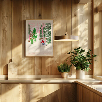 Ski Snowy Scene Art Print Winter Sports Poster, 9 of 9