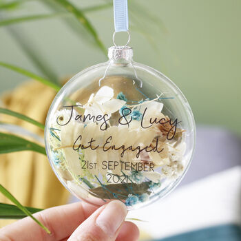Engagement Floral Glass Bauble Hanging Decoration, 5 of 12