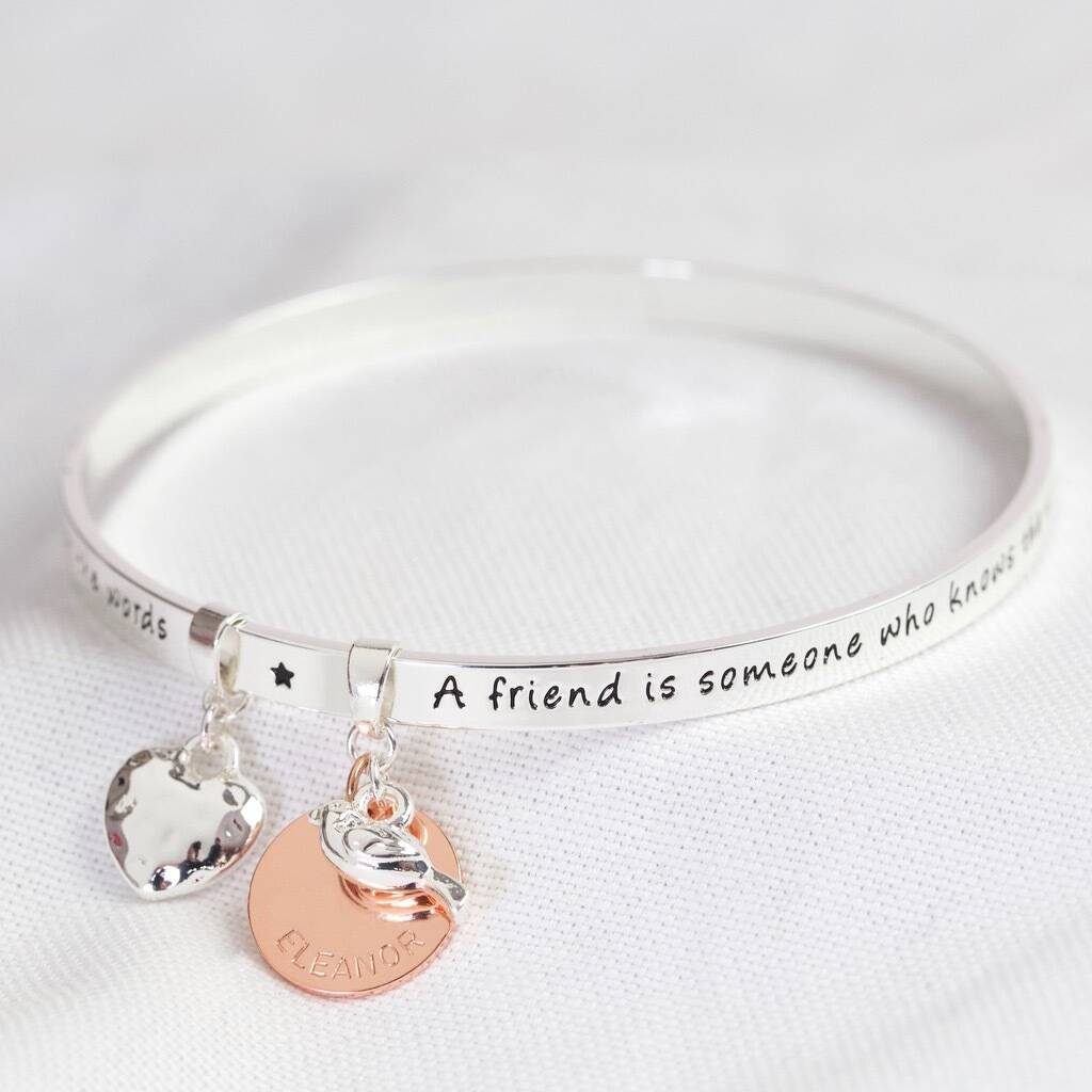 Personalised 'Friend' Meaningful Word Bangle By Lisa Angel