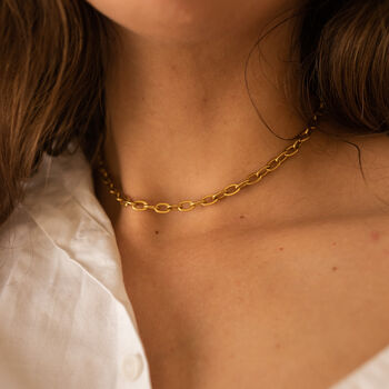18 K Gold Plated Link Chain Choker Necklace, 3 of 10