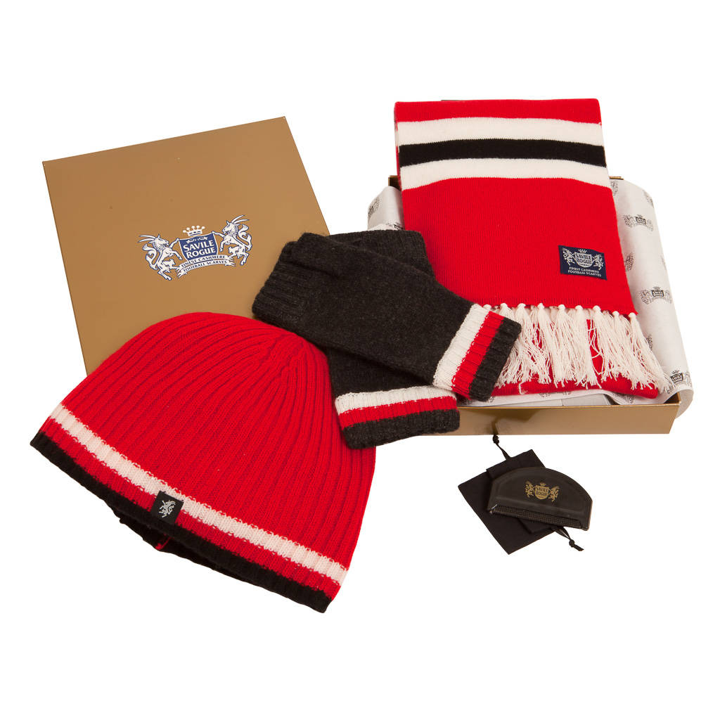 Luxury Cashmere Football Sets In Red Black And White, 1 of 4