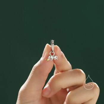 Sterling Silver Rhino Dangle Huggie Hoops, 6 of 11