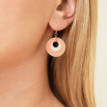 Cream And Orange Stripey Circular Earrings, 4 of 6