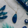 Gold Plate And Blue Agate Crystal Long Length Necklace, thumbnail 6 of 9
