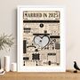 Married In 2025 Map Print, Personalised 1st Paper Wedding Anniversary Gift, thumbnail 3 of 12